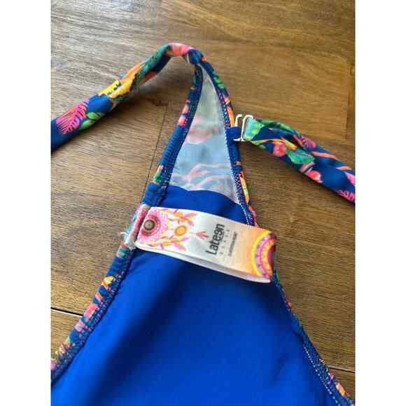 Lateen Swimwear Wild Jungle Beaded Bikini Top Sz Medium Removeable Padding Boho - Picture 4 of 9